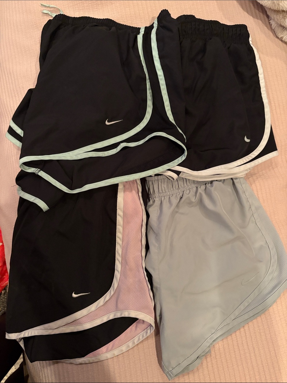 Nike Women's Athletic Shorts Set - Black, Light Mint, Light Pink & Light Gray